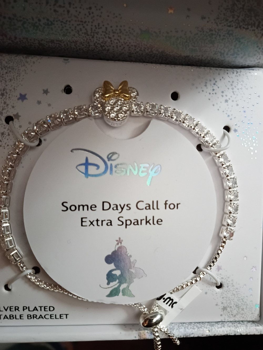 Disney Silver-Tone Minnie Mouse Crystal Bracelet - Silver